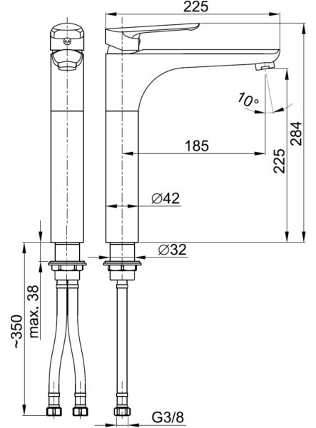 KFA Armatura 5022-712-00 - Umyvadlová baterie + výpusť TANZANIT 28,4 cm l. chrom