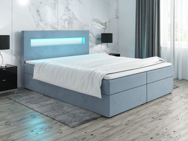 Čalouněná postel s osvětlením LILLIANA 3 - 160x200, modrá