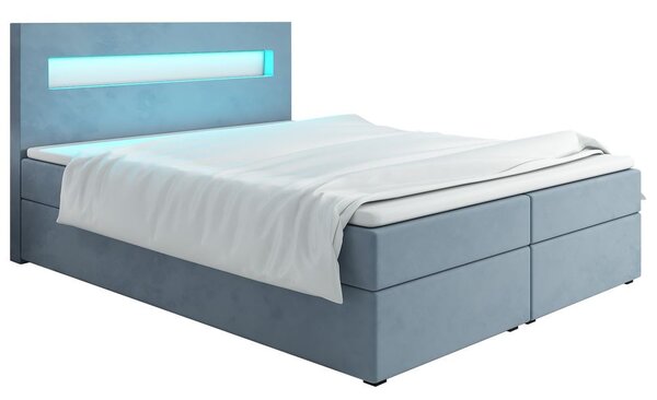 Čalouněná postel s osvětlením LILLIANA 3 - 160x200, modrá