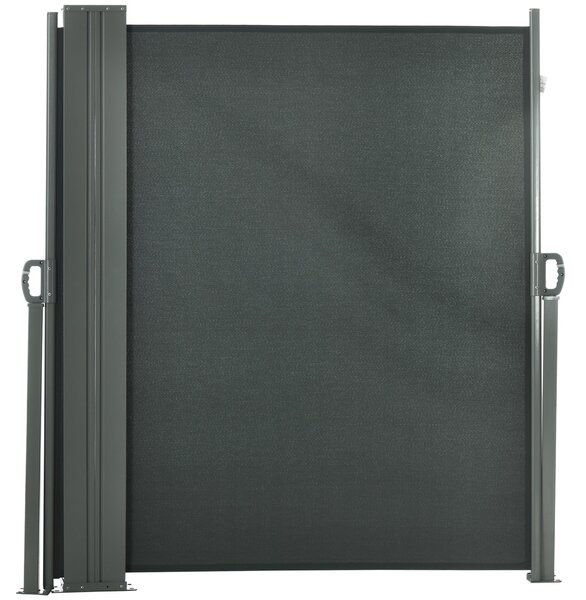 Záclona Outsunny Double Side se zavětrovacím systémem, 6L x 1,80H m, vysoce hustý 180 g/m² polyester odolný proti UV záření, šedá | Aosom