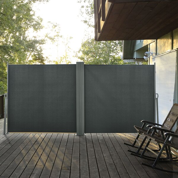 Záclona Outsunny Double Side se zavětrovacím systémem, 6L x 1,80H m, vysoce hustý 180 g/m² polyester odolný proti UV záření, šedá | Aosom