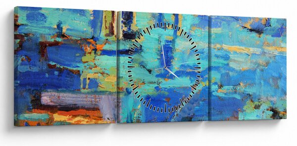 Obraz - Abstraktní olejomalba (s hodinami) (90x30 cm)
