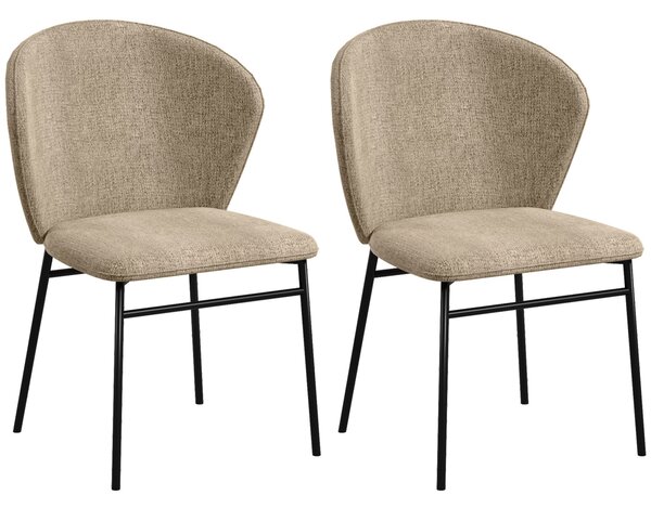 HOMCOM Sada 2 jídelních židlí, kuchyňská židle, čalouněné sedadlo v látce s vzhledem lnu, stabilní ocelové nohy, moderní design, světle hnědá | Aosom