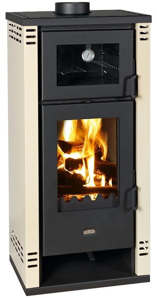 Krbová kamna Prity K2 GT F s pečicí komorou - 8,1 kW, elegantní design, slonová kost, energetická třída A+