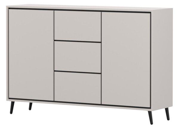 Komoda FRESCO 2D3S, příborník, ložnicový příborník, vysoký příborník 100 cm, barva kašmír, se dvěma křídlovými dvířky a třemi zásuvkami