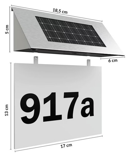 LED solární domovní číslo bílé 105371