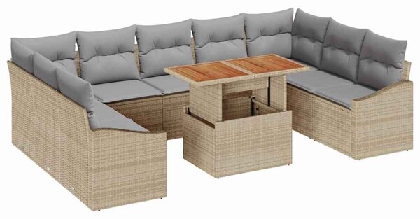 Sada zahradních pohovek 10 ks Beige a šedá 3349881