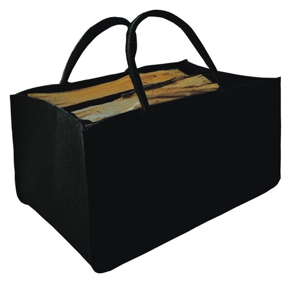 Plstěný koš na dřevo s držadly 27x50 cm černá