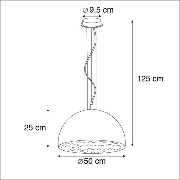 Průmyslové závěsné svítidlo černé se zlatem 50 cm - Magna