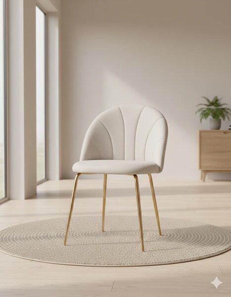 Elegantní čalouněná jídelní židle sametově šedá se zlatými nohami - glamour design, robustní ocelový rám