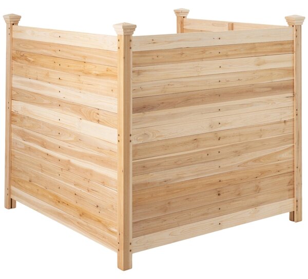 COSTWAY 3dílný zahradní plot, plot na zasunutí 119 × 115,5 cm (d × v), plot zajišťující soukromí se 3 sloupky, dekorativní dřevěný plot pro popelnice, volně stojící plot v přírodním provedení