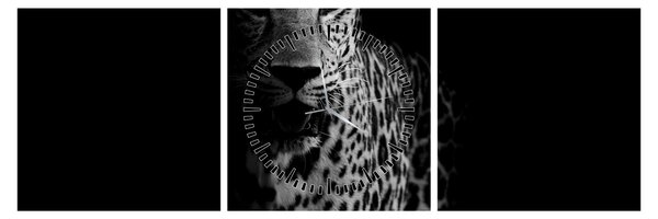 Obraz - Portrét leoparda (s hodinami) (90x30 cm)