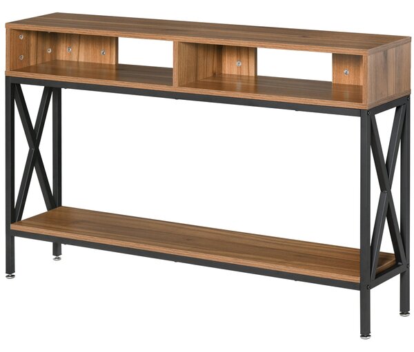 HOMCOM Průmyslový Víceúlohový Konsolový Stolek pro Předsíň 120 x 23,5 x 75 cm Ořechové Dřevo | Aosom