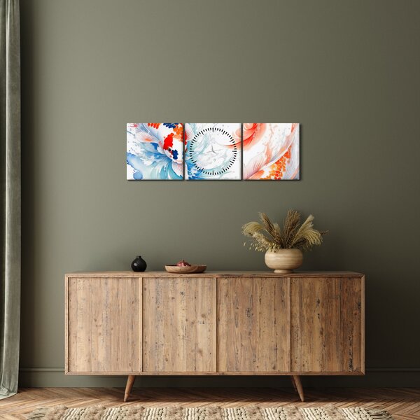 Obraz - Ryby (s hodinami) (90x30 cm)