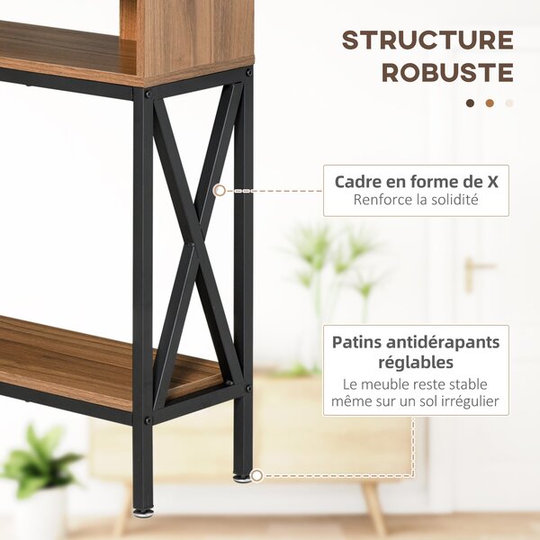 HOMCOM Průmyslový Víceúlohový Konsolový Stolek pro Předsíň 120 x 23,5 x 75 cm Ořechové Dřevo | Aosom