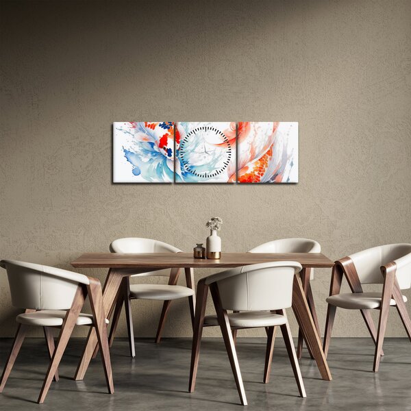 Obraz - Ryby (s hodinami) (90x30 cm)