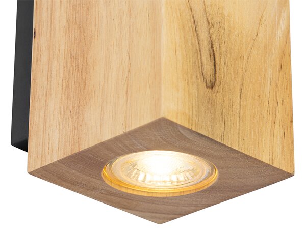 Rustikální nástěnná lampa dřevo čtvercová 2-světlo - Sandy