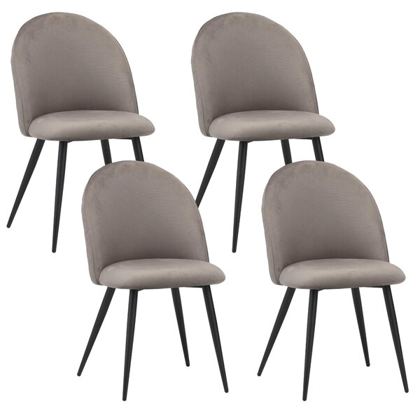 Jídelní židle Albatros se sametovým potahem sada 4 židlí CAPO, šedá - stylový vintage design, elegantní čalouněná židle k jídelnímu stolu - židle do kuchyně nebo jídelny s vysokou nosností