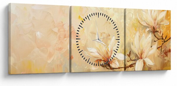Obraz - Květy (s hodinami) (90x30 cm)