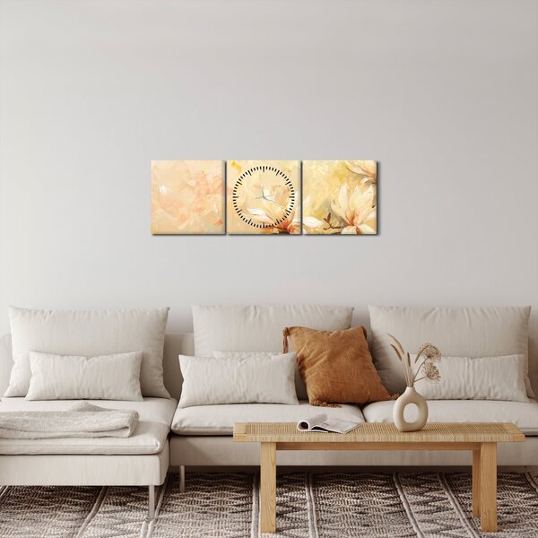 Obraz - Květy (s hodinami) (90x30 cm)