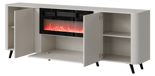 Komoda s dvířky s elektrickým krbem KLEMEK - černá