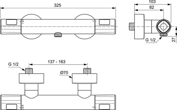 Ideal Standard Ceratherm sprchová baterie nastěnná s termostatem chrom A7229AA