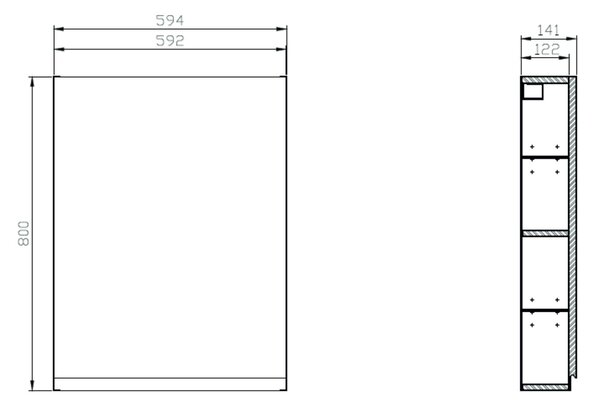 Cersanit Moduo skříňka 59.4x14.1x80 cm boční závěsná šedá S929-015