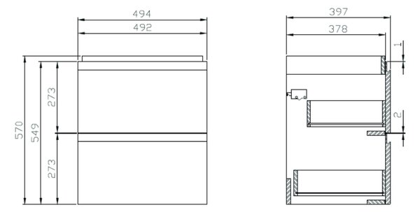 Cersanit Moduo skříňka 49.4x39.7x57 cm pod umyvadlo závěsná bílá S929-012