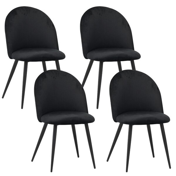 Židle do jídelny Albatros se sametovým potahem sada 4 židlí CAPO, černá - stylový vintage design, elegantní čalouněná židle k jídelnímu stolu - židle do kuchyně nebo jídelny s vysokou nosností