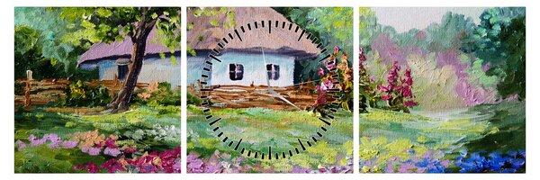 Obraz - Chalupa (s hodinami) (90x30 cm)