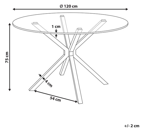 Jídelní stůl MESTON Černá 120 cm 120 cm Bezpečnostní sklo