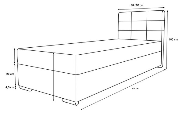 Čalouněná postel 90x200 ELSIE 2 s úložným prostorem - růžová, pravé provedení