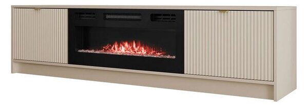 Široký televizní stolek s elektrickým krbem TABORO - béžový