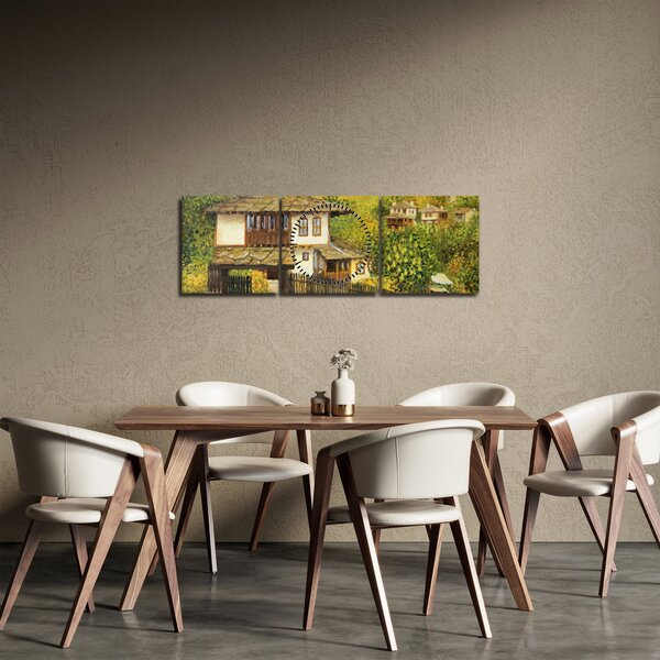 Obraz - Chaloupky v létě (s hodinami) (90x30 cm)