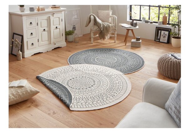 Šedo-krémový venkovní koberec NORTHRUGS Porto, ⌀ 140 cm