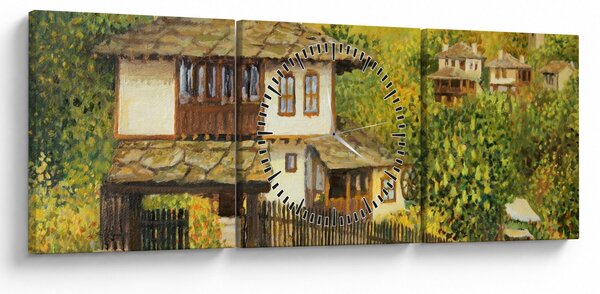 Obraz - Chaloupky v létě (s hodinami) (90x30 cm)