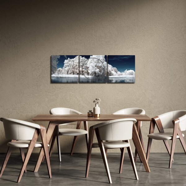 Obraz - Sněhobílé stromy (s hodinami) (90x30 cm)