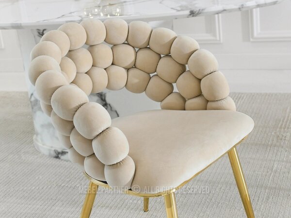 Designová jídelní židle NAHIDA - krémová / zlatá