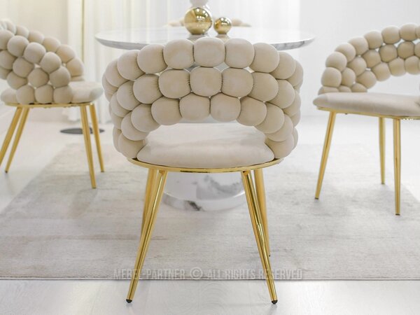 Designová jídelní židle NAHIDA - krémová / zlatá