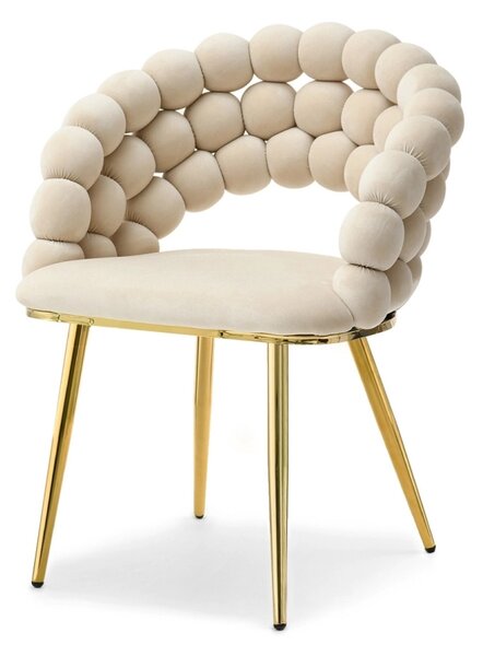 Designová jídelní židle NAHIDA - krémová / zlatá