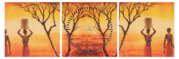 Obraz - Africká savana (s hodinami) (90x30 cm)