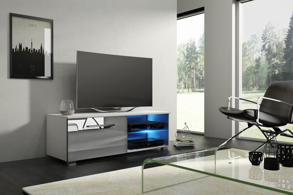 TV stolek/skříňka Mona 100 (bílá matná + šedý lesk). 1000631