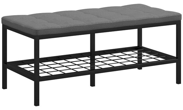 HOMCOM Botník s Polštářem a Úložnou Policí, Lavice do Předsíně pro Chodbu, Ložnici, 90 x 41 x 40 cm, Šedá | Aosom