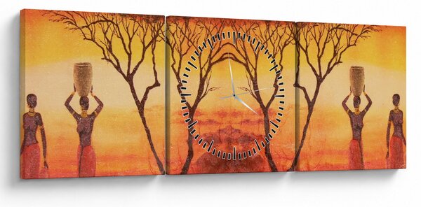 Obraz - Africká savana (s hodinami) (90x30 cm)