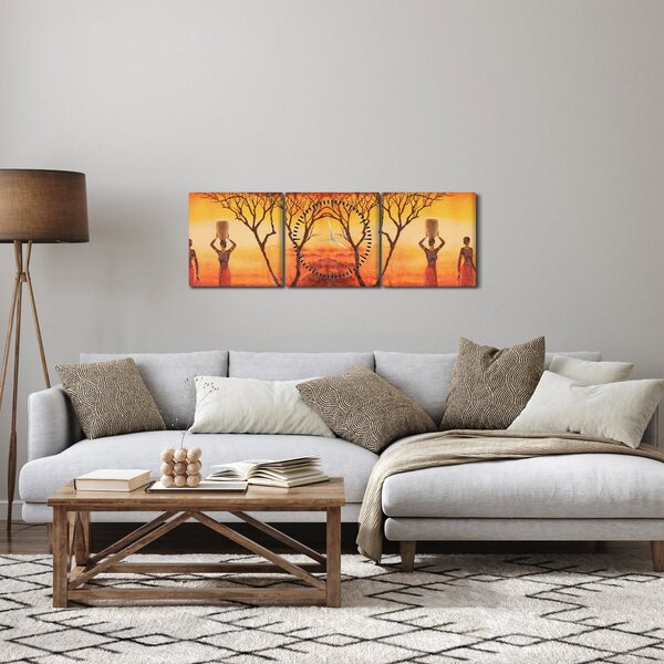 Obraz - Africká savana (s hodinami) (90x30 cm)