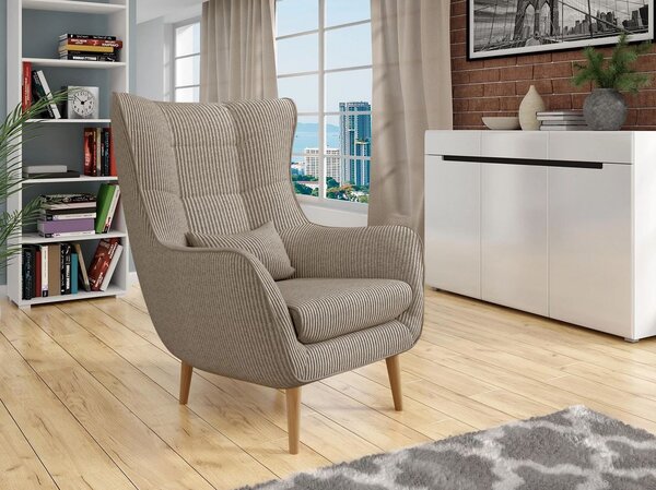 Designové křeslo ušák LEVI - tmavé béžové