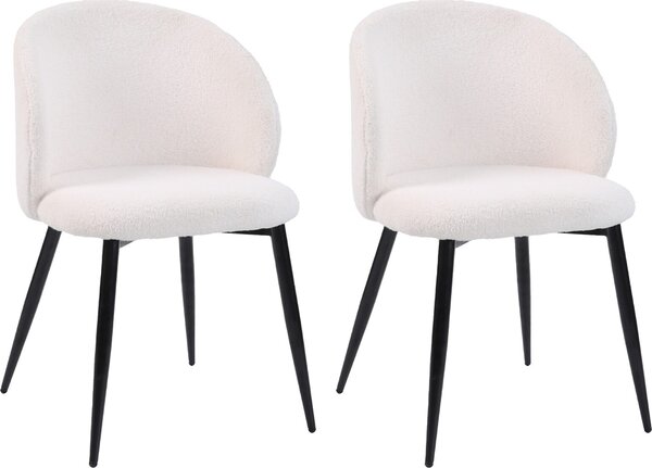 Židle Mobili Rebecca Karamu 81x54x56 Teddy fabric Metal Cream Black Modern SET 2 ks Částečně smontované