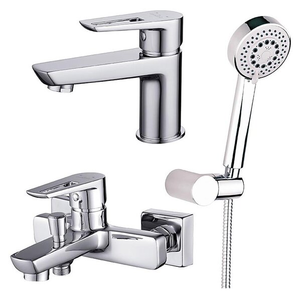 Cersanit S952-003 -Vanová sada s baterií + umyvadlová baterie MILLE lesklý chrom