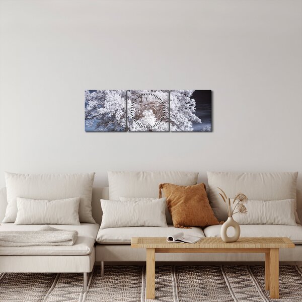Obraz - Sněhobílý strom (s hodinami) (90x30 cm)