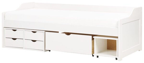 Denní postel s úložným prostorem Borovicové dřevo ROYVILLE 90 x 200 cm Bílá